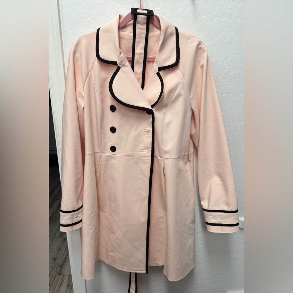 Pink Jacket with Black Accents and Belt. Size 16.